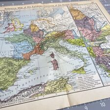 European Provinces of  Roman Empire 1920's Vintage color Map Folded Wall Art picture