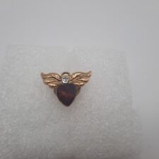Avon Red Rhinestone Heart Shaped Angel Wings Lapel Pin picture