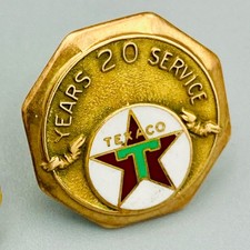 Vintage Texaco 20 Year Service Pin 14K Gold Robbins Clear Stone Screw Back Oil picture
