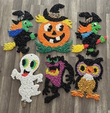 Vintage Melted Plastic Popcorn Halloween Decorations Lot Tazmanian Owl Rare picture