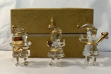 About Face Designs Vintage 1999 Messenger Three Santa's Glass Figurine Set picture