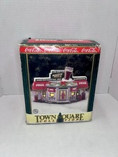: Vtg 1996 Coca Cola Town Square Scooters Drive In Village Lighted New Open Box picture
