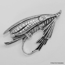 Trout Salmon Fly Pewter Pin Brooch -British Hand Crafted- Fishing Flies Lure picture