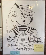 HANK KETCHARM Cartoonist REAL Hand Signed Drawing Sketch Original 10x8 C-031 picture