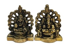 athizay Laxmi Ganesha Brass Idol Statues for Temple Home Decoration Antique G... picture