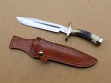 Vintage Eugene & Sons Large Stag Handle Custom Fighting Knife picture