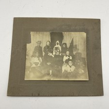 Vintage Halloween Photo Cabinet Card Early 1900s Group Costumes Spooky Mask picture