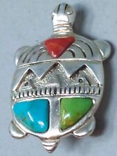 Southwest Sterling Silver Turtle Brooch Pin Pendant picture