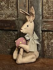 Grubby Primitive Rustic Easter Bunny w Pink Polka Dot Egg Doll 10