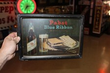 RARE 1930s PABST BLUE RIBBON BEER SELF FRAMED LITHO METAL SIGN MILWAUKEE WIS picture