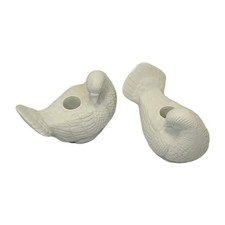 Vintage White Porcelain Dove Candle Holders Pair Japan 1980s Cottagecore Decor picture