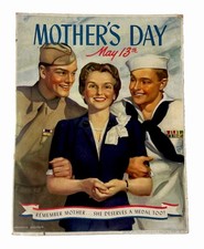 Original 1945 WWll WW2 War Mothers Day Retail Store Counter Display Poster 11x14 picture