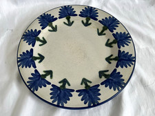 LOUISVILLE STONEWARE Bachelor Button dinner plate. Blue flowers on gray picture