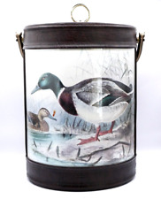 Vintage Leather Duck Mallard Ice Bucket Barware Sigma USA  picture