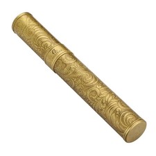 Galiner Golden Brass Engraved Cigar Tube Case Tubes Metal Travel Storage Holder picture