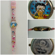 Vintage Betty Boop watch collection stainless Steel Gold Time Case Plastic Band picture