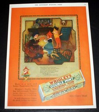 1928 OLD MAGAZINE PRINT AD, WRIGLEYS DOUBLE MINT CHEWING GUM, PEPPERMINT FLAVOR picture