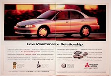 Mitsubishi Mirage Sedan 1997 Vintage Original Auto Car Print Ad Silver picture