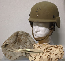USMC Lightweight Helmet SMALL w/ MARPAT Cover, New CatEye Band, Desert Net Cover picture