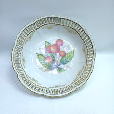 Vintage Ucagco Reticulated Porcelain GoldTrim Fruit Design Bowl Made In Japan 7