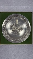 Vintage Astri Holthe Norway Pewter Christmas Plate Julen 1978 Signed in Box picture