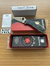 Nodak Custom “Cobalt Storm” Shipwreck Copper Spyderco Delica 4 Satin VG-10 picture