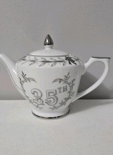 Vintage Lefton China teapot Porcelain 25th anniversary. picture