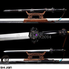 Chinese Qing Dynasty Jian Folded Steel DragonPhoenix Sword Ebony Handle scabbard picture