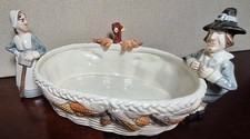 Fitz and Floyd Pilgrims Progress Cranberry Bowl Server 1990 Vintage Boxed 67/67 picture