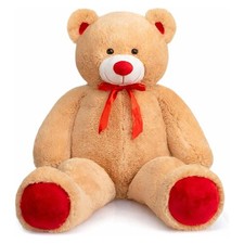 Giant Teddy Bear 4ft Stuffed Animal Big Teddy Bear Plush with Red Ribbon Bow ... picture