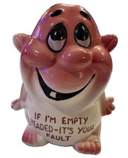 Vintage 60s G&G Japan Ceramic Novelty Bank “If I'm Empty Headed It's Your Fault