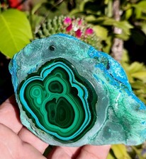 GORGEOUS CHRYSOCOLLA -MALACHITE NATURAL MINERAL, 427G POLISHED SHOW PIECE picture