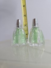  URANIUM GLASS FILLED SALT & PEPPER SHAKERS picture