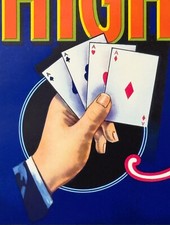 Vintage 1970s High Hand Fruit Crate Label 🃏 Loomis CA Poker Four Aces Historic picture
