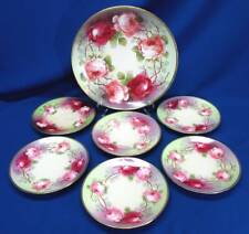 7 PIECE ROYAL OEG AUSTRIA PINK & RED ROSES DESSERT SET picture