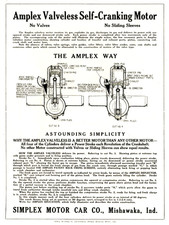 1911 Original Simplex Amplex Valveless Self-Cranking Motor Ad. Mishawaka Indiana picture