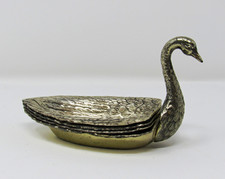 Silver Plated Vintage Metal Swan Cocktail Dish Set With 3 Dishes picture