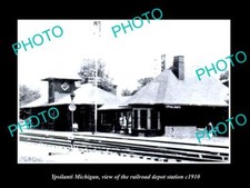 OLD LARGE HISTORIC PHOTO OF YPSILANTI MICHIGAN THE RAILROAD DEPOT STATION c1910 picture