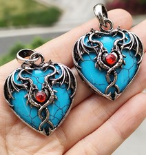 10pcs Blue Turquoise Gems wyvern wivern Pendants Magic Reiki Healing Amulet picture