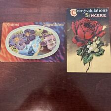 Vintage Two Card Lot Embossed Congratulations Postcards picture
