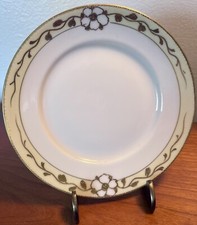 Antique Nippon Hand Painted Moriage Plates Porcelain Floral Gold Trim Set 3 5.75 picture