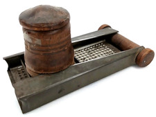 The Monitor Tin Sliding Nutmeg Grater With Wood Handle Made In USA Antique 1890s picture