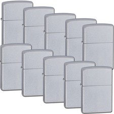 Zippo 10 Lighter Set Satin Chrome WindProof Lighter Model 205 Lifetime Guarantee picture
