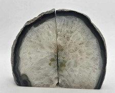 Geode Bookends whites greens, browns about 4.75 inch tall picture
