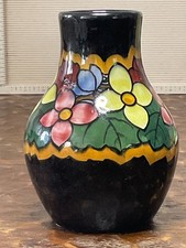 Schramberg Germany MCM Vase Hand Painted Pink & Yellow Floral 5.5 Inch #2448 picture
