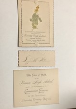 Vintage Warsaw H S Warsaw Indiana Commencement Announcement 1888-FREE SHIPPING picture