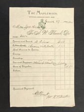 1900 antique THE MAPLEWOOD pittsfield berkshire co me ROOM BOARD MEALS billhead picture