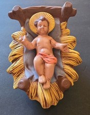 Vtg Baby Jesus Manger Nativity  ITALY Figurine Signed RS picture