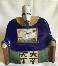 ORIENTAL MAN ~ SQUARE STATUE / FIGURINE ~ UNMARKED ~ PLASTER ~ 10