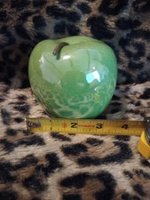 Green Glazed Glossy Ceramic Granny Smith Apple Decor Small 3.5